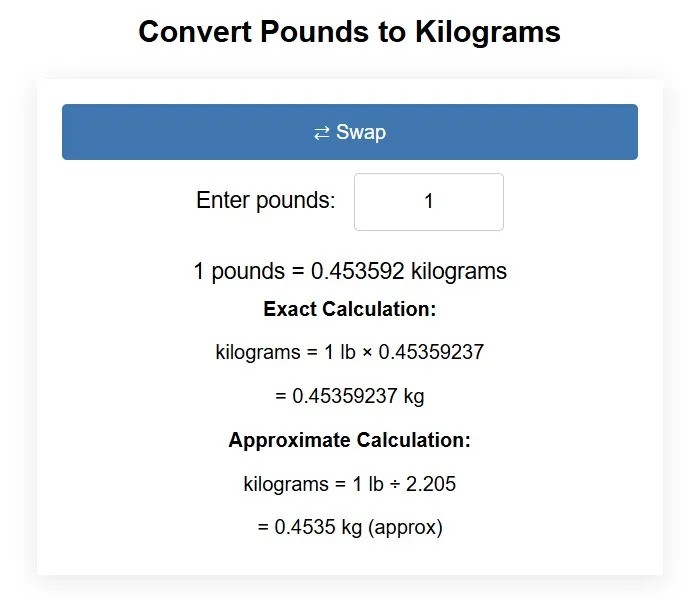 Pounds to Kg&nbsp;Conversion